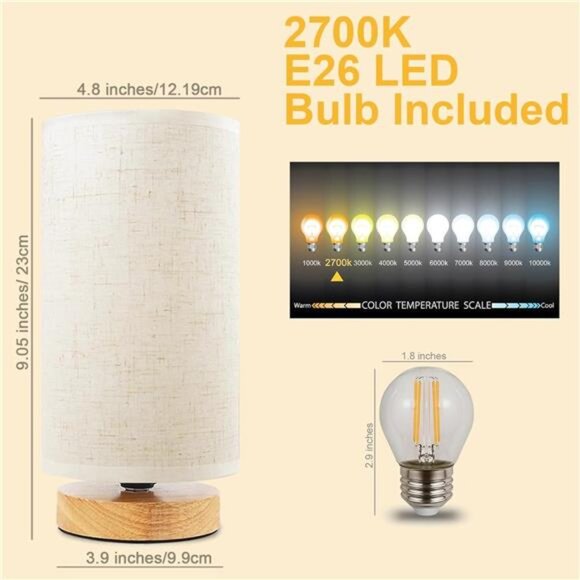 Table Lamp for Bedroom - Small Beside Lamps for Night Stands Home Office - Picture 3 of 14